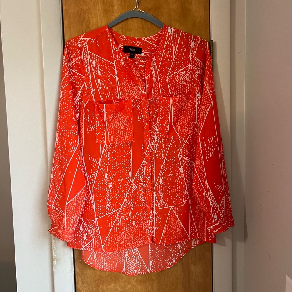 Women's Orange Abstract Geometric Blouse